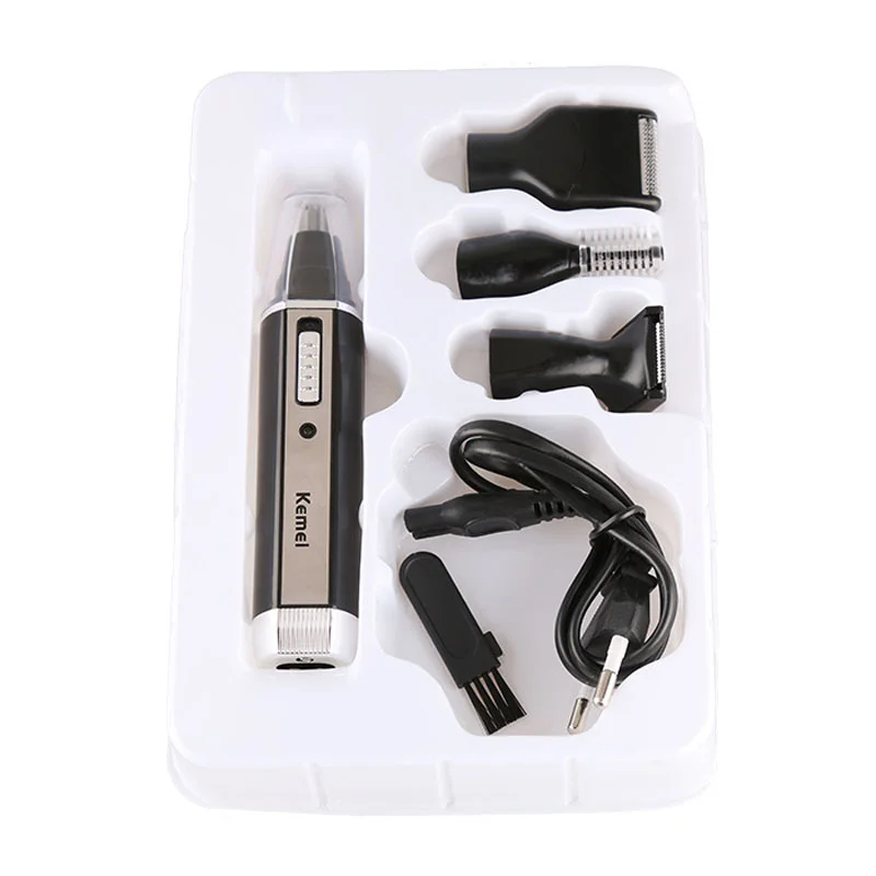 Kemei KM-6630 4 in 1 Rechargeable Painless Eyebrows Beard Hair Clipper Cut Shaver Men Electric Ear And Nose Ear Hair Trimmer