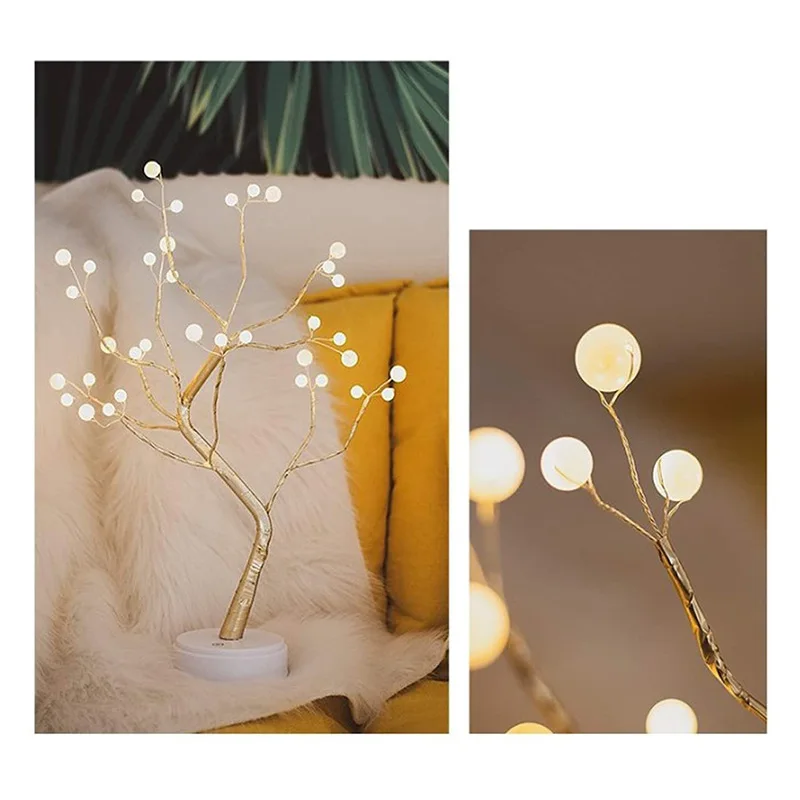 Led Pearl Tree Battery USB Touch Switch Party Decoration Night Light Gift Lamp Home Battery/USB Operated Decor Lamp