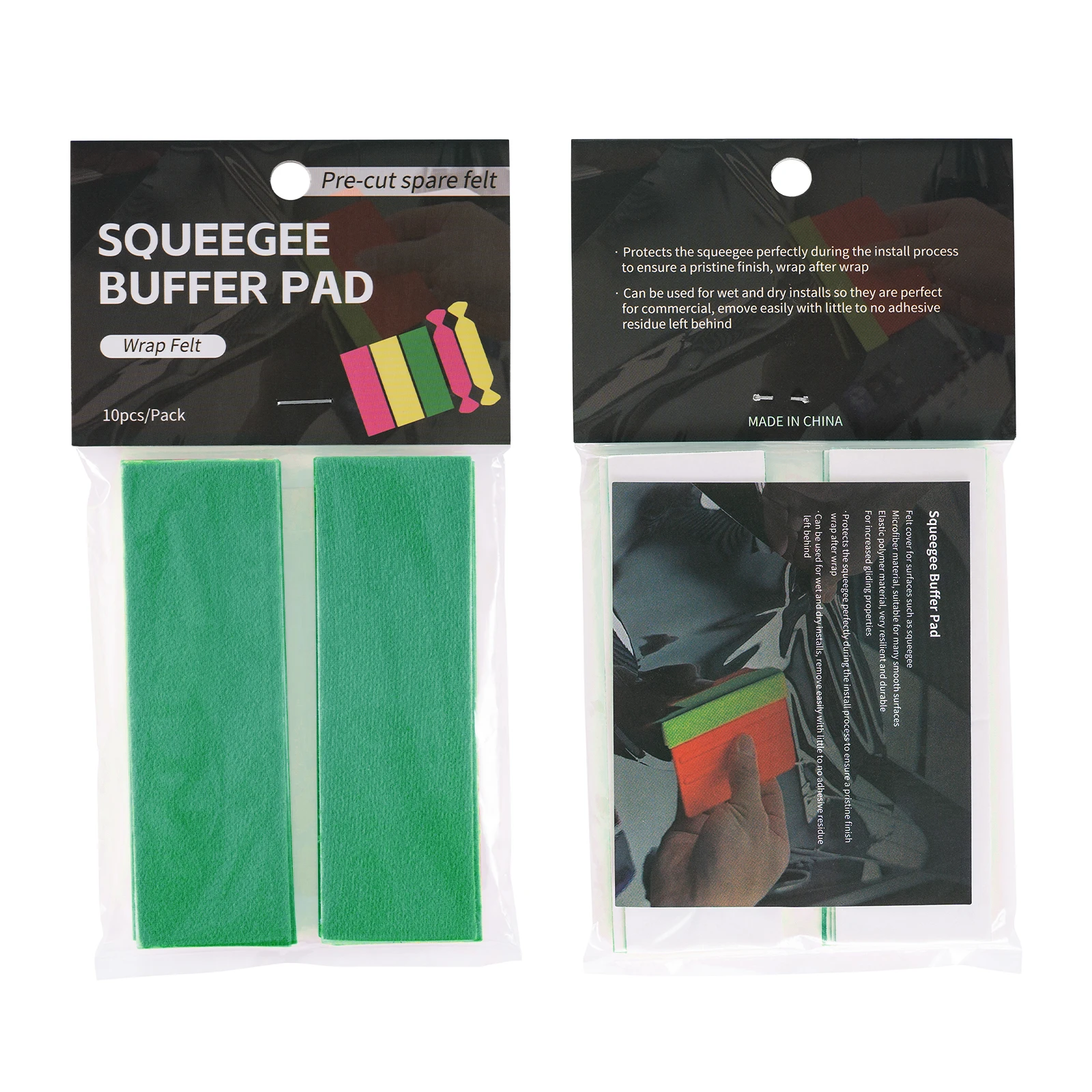 Good Quality 11cm Green Buffer Felt Squeegee Microfiber Felts For Plastic Vinyl Squeegee Felt