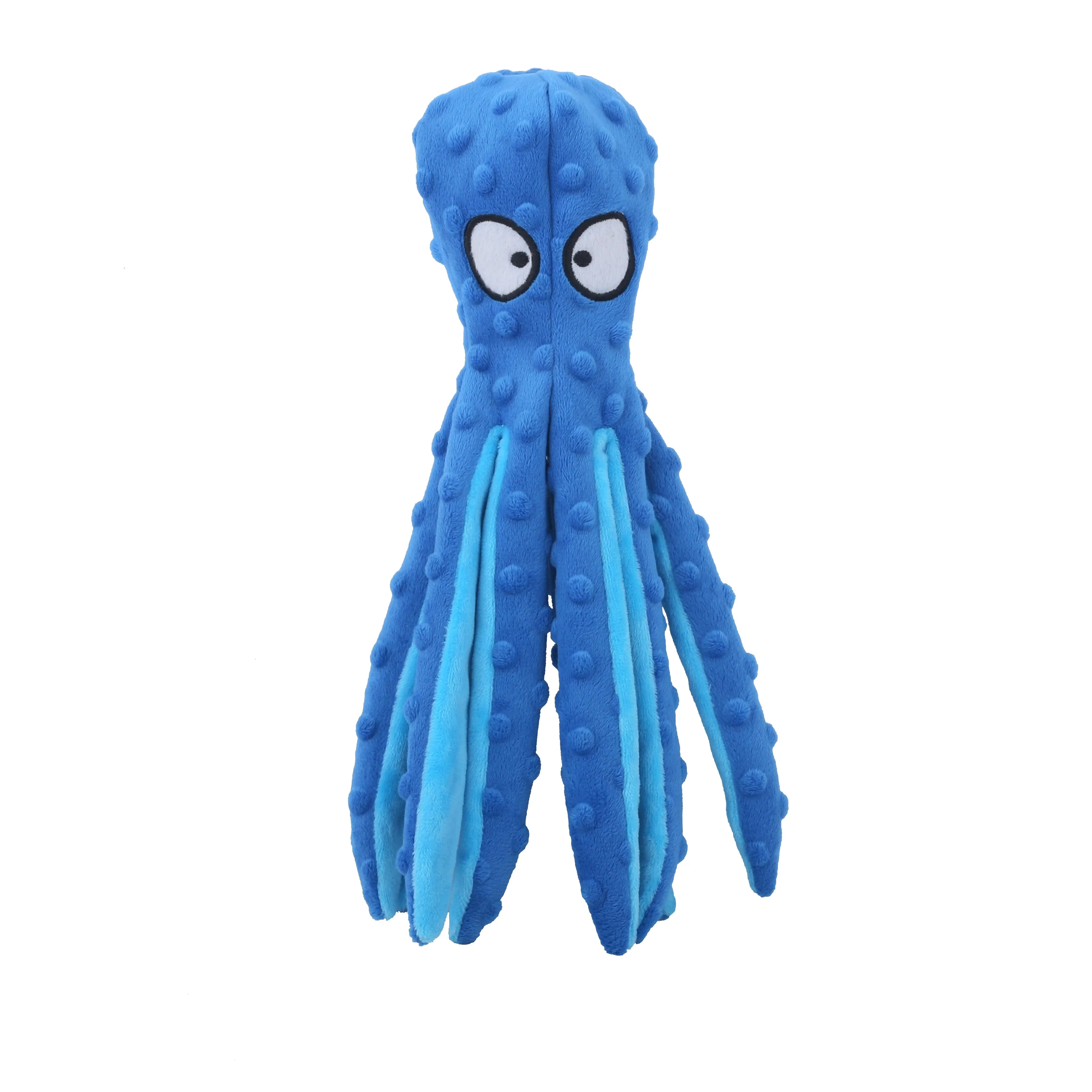 Octopus Shaped Squeaky No Stuff Dog Chew Toy Crinkle Plush Puppy Love Interactive Dog Toy