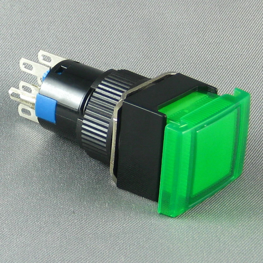 16mm led indicator light switch green round head 5 pin 12 V with led indicator light for circuit control