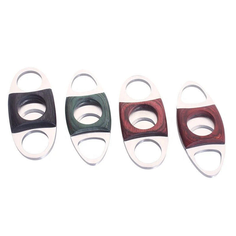 Custom Logo Wood Cigar Cutter Stainless Steel Blade Cigar Cutters Smoking Accessories