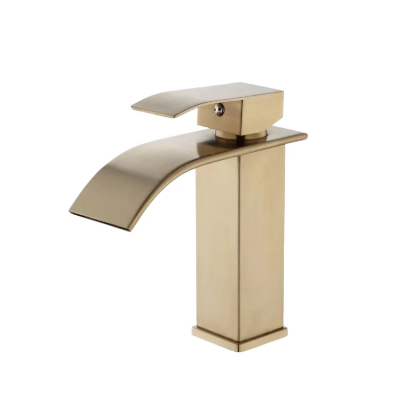 Wholesale chrome square stainless steel plating single hole hand wash basin sink bathroom waterfall water faucets mixers taps