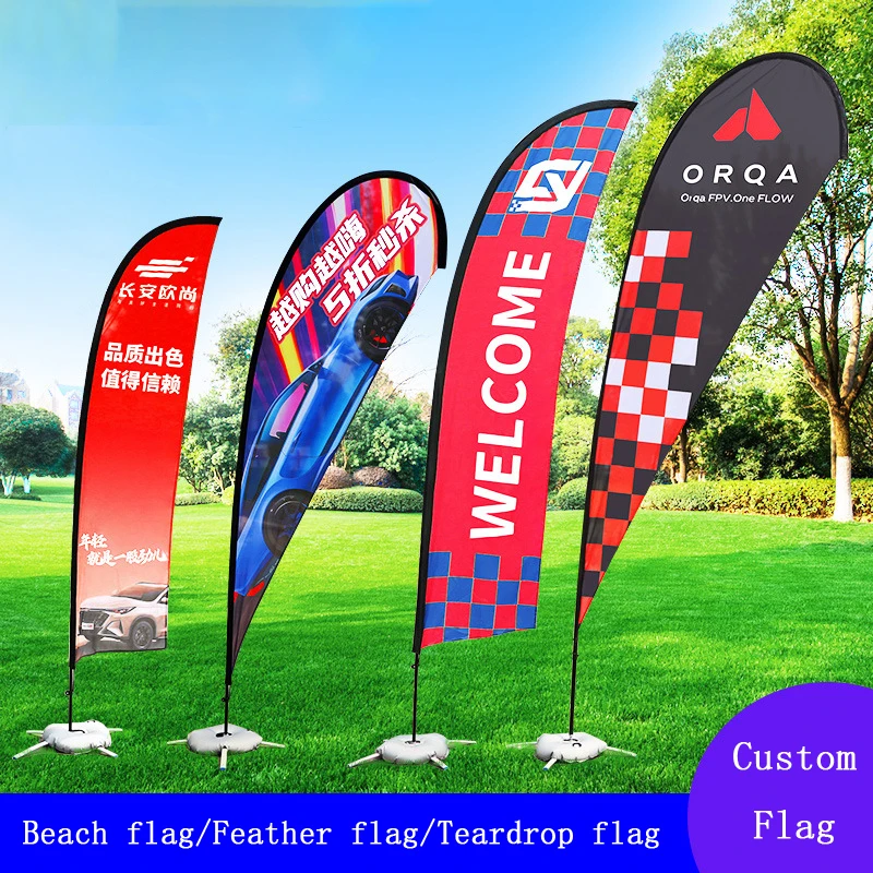 wholesale outdoor dye sublimation marketing personalized sport blank display feather teardrop flag sign banner spike and pole