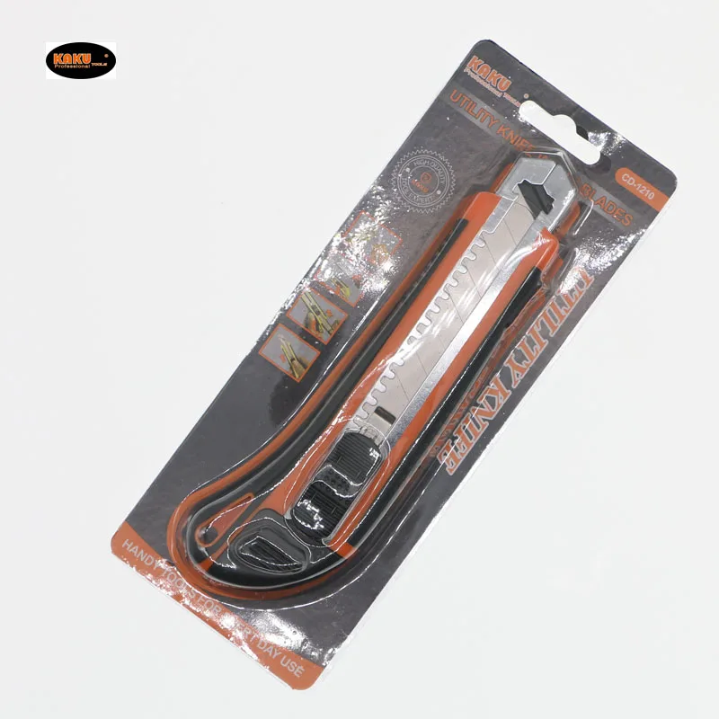 KAKU Wholesale High Quality Art Knife 18mm Alloy Auto Retractable Safety Cutter Utility Knife