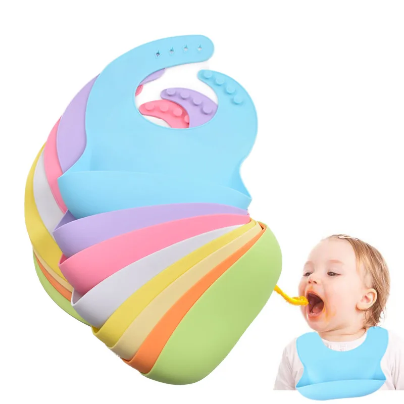 Baby Drool Teething Bibs Wearable Silicone Waterproof Silicone Bib Pacifiers Silicone Baby Bib