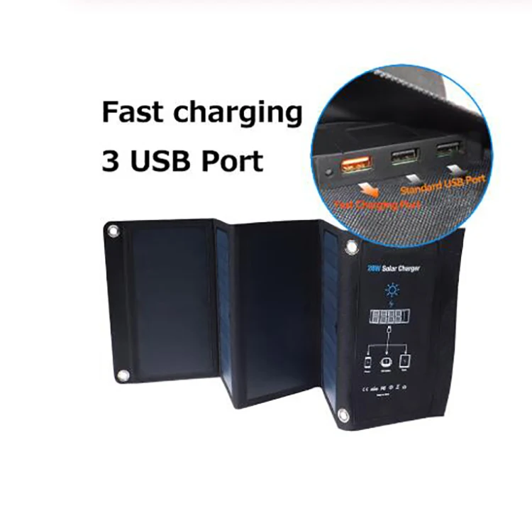 Sunpower 28W Folding Solar Panel USB Phone Solar Powered Charger 28W Portable Folding Solar Panel Battery Charger