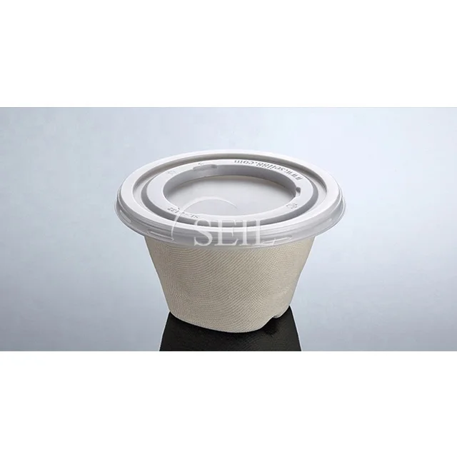 12 унций, чашка с крышкой для сахарного тростника, биоразлагаемая целлюлоза, посуда для напитков, пищевая переработанная бумага, чашка для супа и соуса