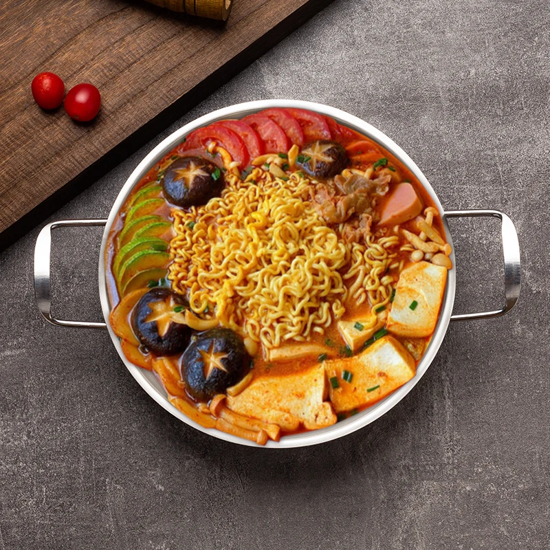 Stainless Steel Hotpot with Soup Pot Korean Ramen Instant Noodle Lobster Seafood pot for Induction Cooker Kitchen Essential