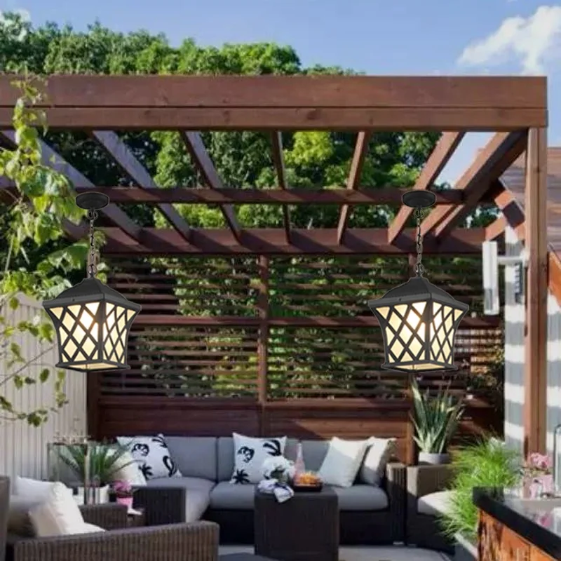 European Style Indoor and Outdoor Use Antique Hang Vintage Lampwaterproof outdoor resemble wood pendant aluminumlight