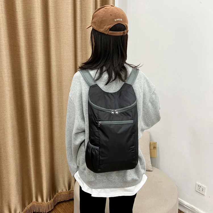 manufacture custom black sublimation print personalized brand polyester back pack bag outdoor cheap folding backpack with logo