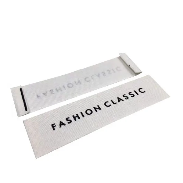 High Density Custom Brand Name Logo and Size End Folded Textile Neck Woven Tags for Clothing Labels