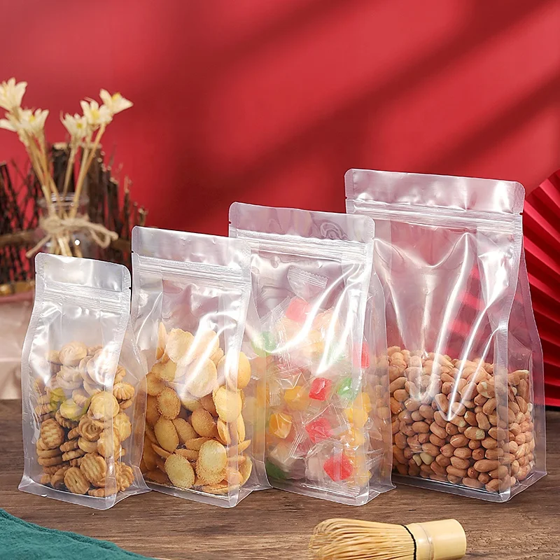 Food Grade Zipper Pouch Transparent Flat Bottom Packaging Bag Zip Lock Plastic Clear Bag for Food