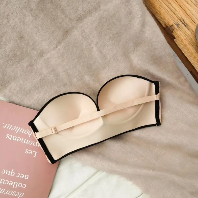 Invisible  Women Wedding Party Half Cup Gather Seamless Push Up Strapless Backless Bra Strapless Front Buckle Lift Bra