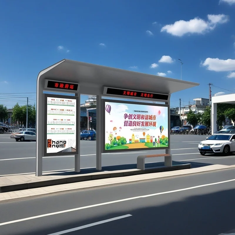 Steel rail guard for bus station bus station shelter led sign bus station ac Use waiting rest stops on city streets