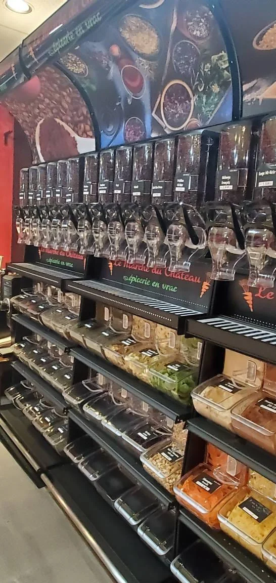Supermarket display fixture bulk foods display shelf