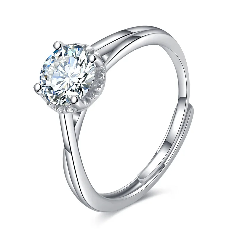 Wholesale Jewellery Iced out Sterling Silver 925 moissanite ring for Women Engagement Jewelry Manufacturer