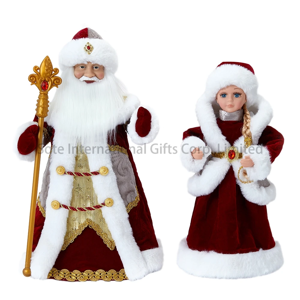 Handmade Red Electric Doll 30CM/40CM Snow Girl Plush Toy Musical Snegurochka Figurines Hat Gifts For Russian New Year Kids