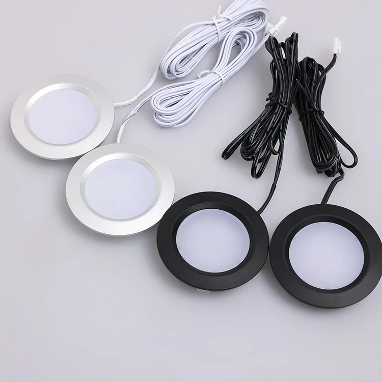 12V DC Jewelry Cabinet Lighting Display Cabinet Showcase Spotlight Museum Library Wall Lamp LED Mini Puck Lights Light Gray 0.15