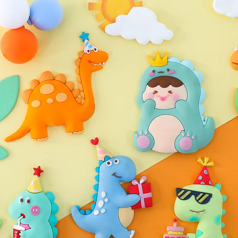 new style soft rubber Cartoon dinosaur series plug-in boy birthday cake decorative supplies