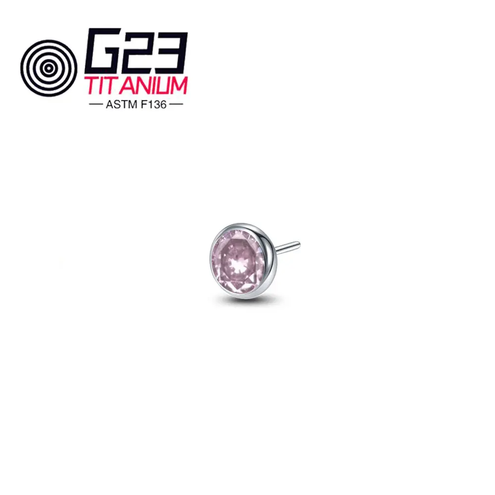 Newest G23 ASTM F136 Titanium CZ Top Threadless Labret Stud Ear Cartilage Piercing Jewelry