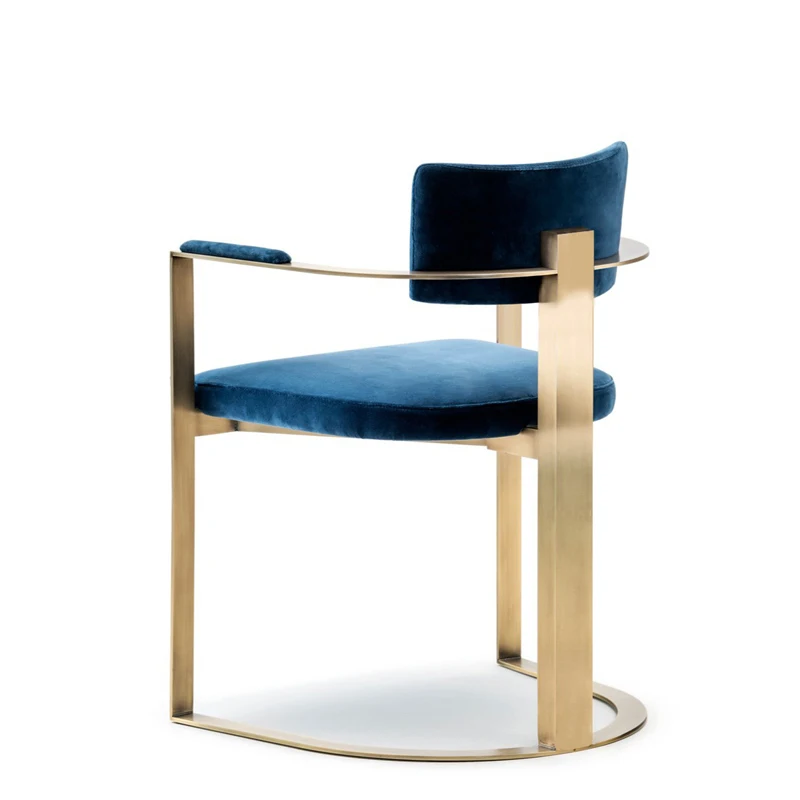 luxury dining chair golden stainless steel restaurant chair Hotel Cafe leisure area Velvet chair