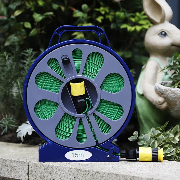 15M Garden Water Retractable Light Weight Car Wash Rewind Garden Hose Reel With Sprayer Gun