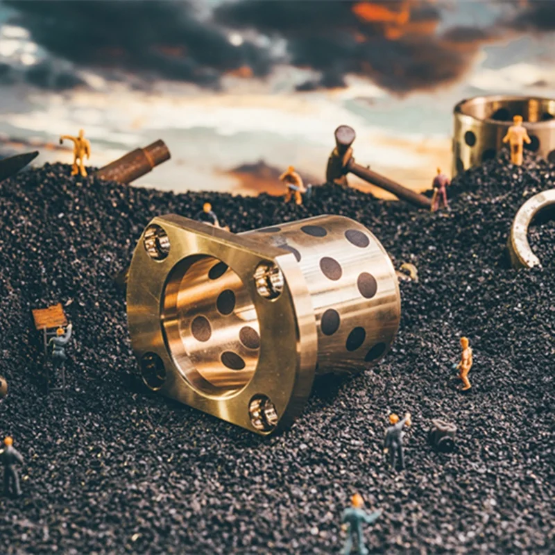 ISO9001 RoHS Flanged Linear Bushing Double cut H-shaped Flange Graphite Copper Sleeve LMH20LUU Self-lubrication Oillless Bushing