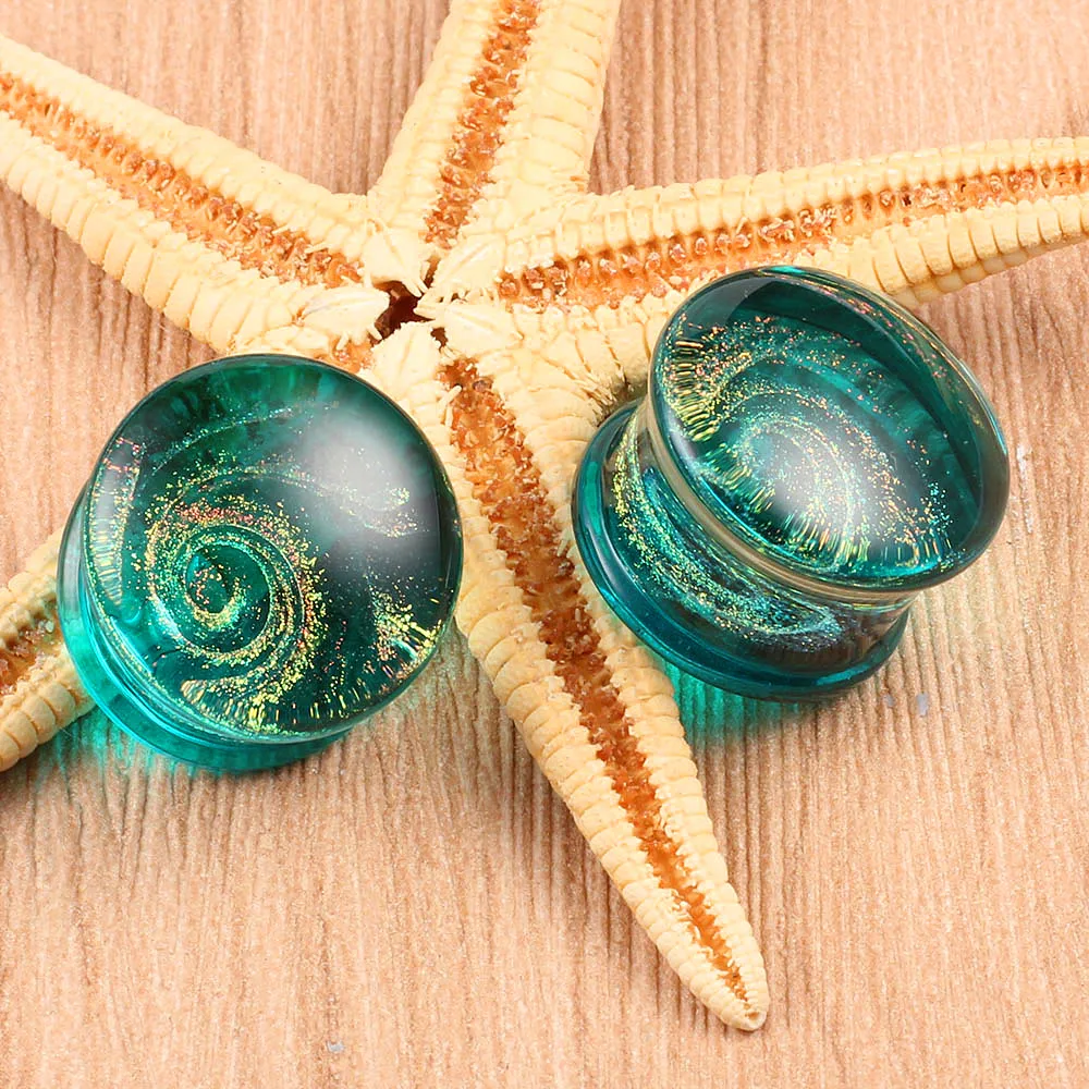 Evorte Customized Popular Colorful Glass Ear Gauges Plugs Ear Expander Weights Flesh Tunnels Ear Lobe Lip Piercing Body Jewelry