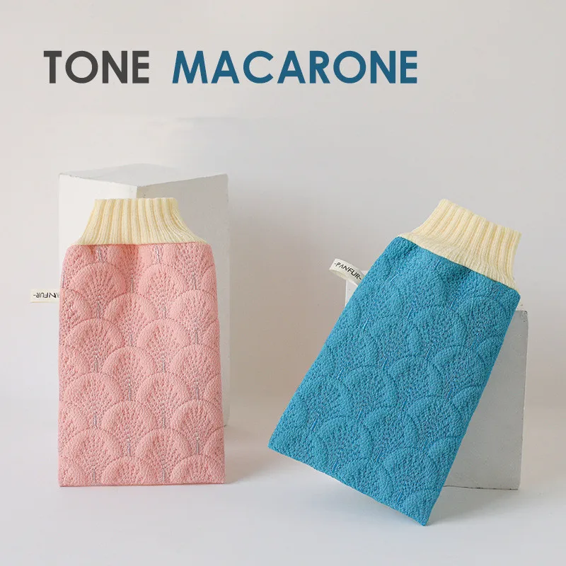 Wholesale Hot Selling Double-sided Use Mermaid Scale Embroidery Bath Mitts Viscose Shower Glove