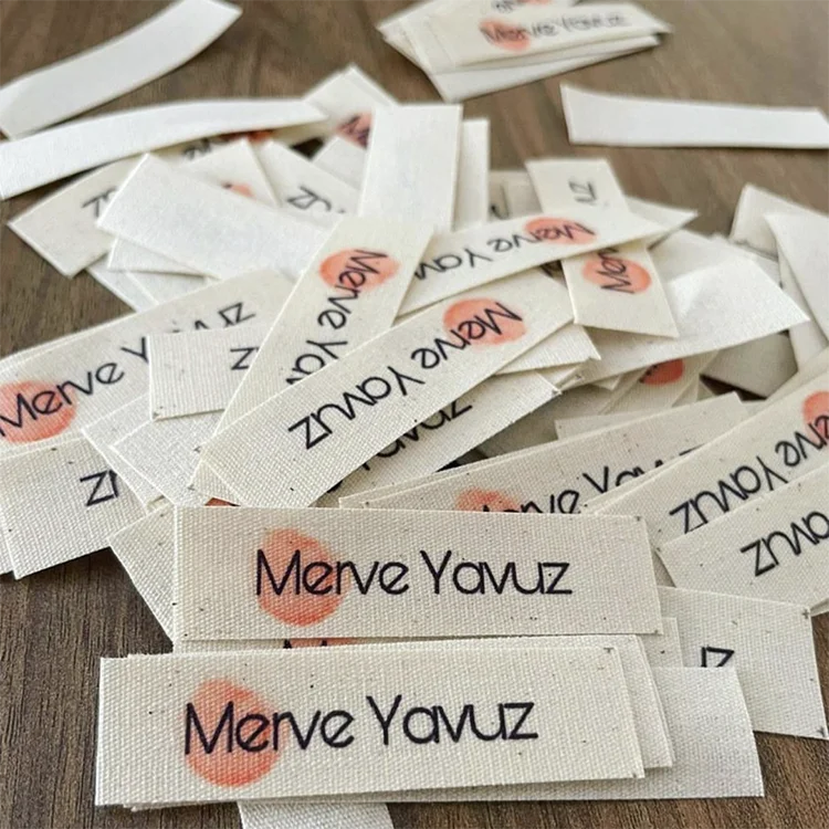 Organic Cotton Fabric Clothing Garment Silk Screen Cotton Printed Woven Tag Labels For Clothes