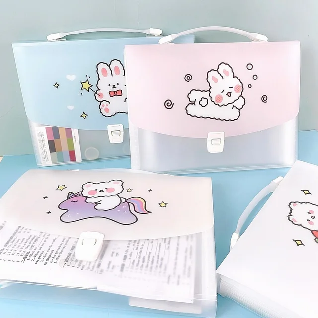 Simple Cute Bear Large-Capacity Multi-Layer Organ Bag data storage bag portable file book
