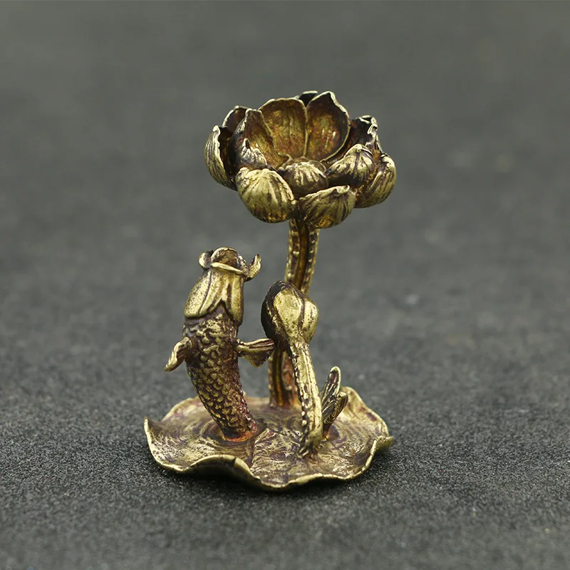 Retro copper lotus leaf reflux incense ornaments brass lotus incense holder incense rack