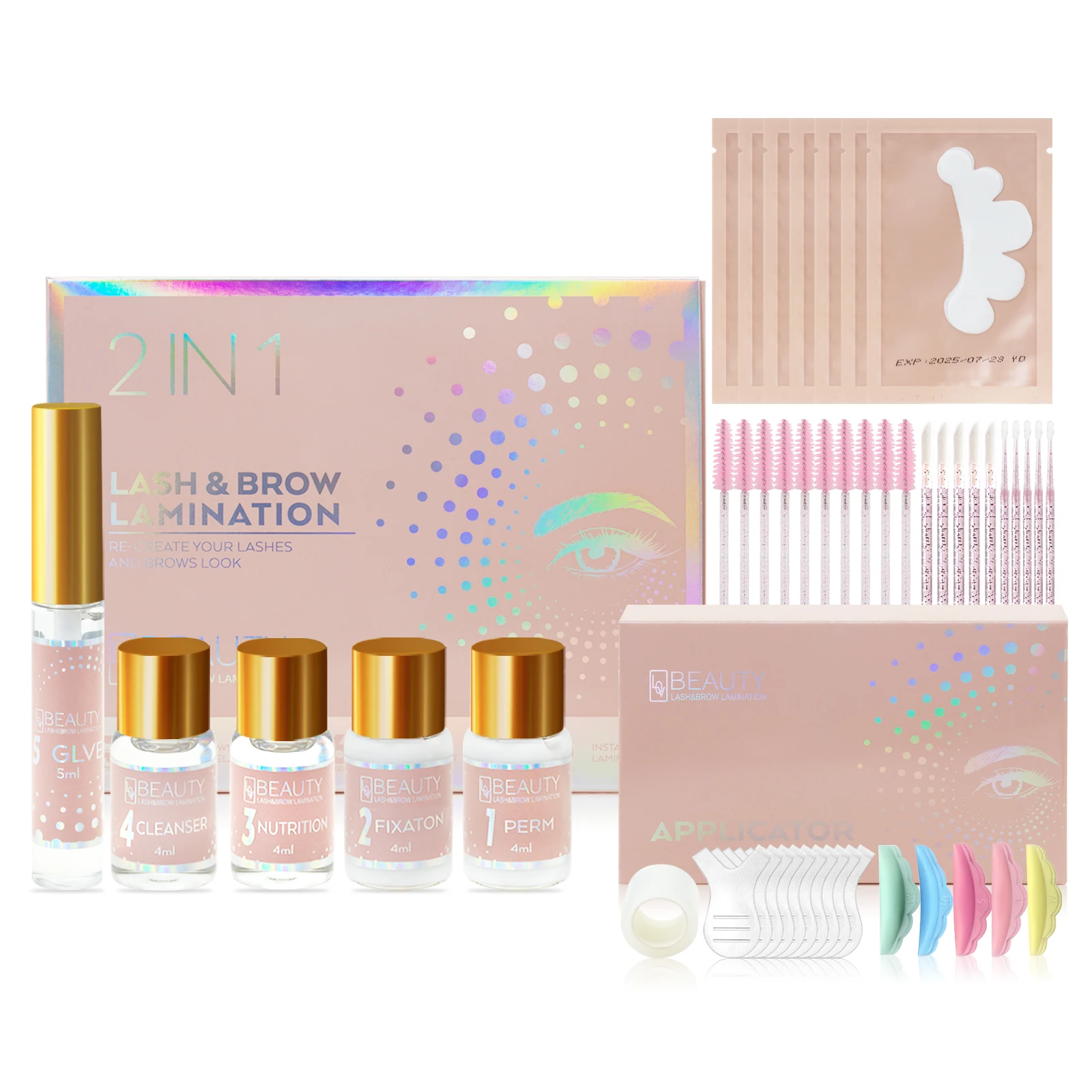 Private Label Eyebrow And Lash Lamination Kit 2 in 1 Professional Salon Semi Permanent Curling Perming Wave