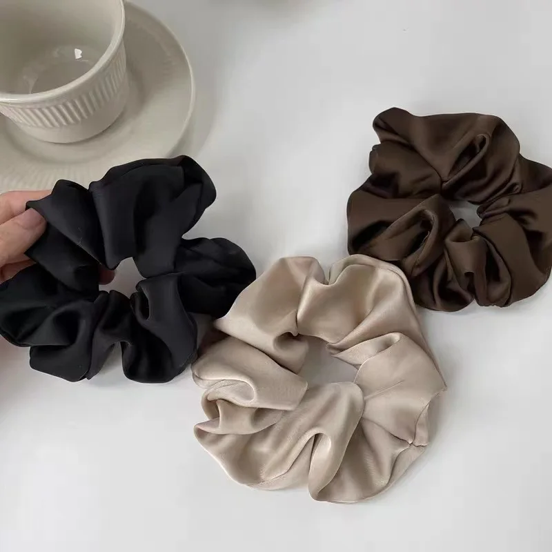 Fashion Solid Color Silk Scrunchie Women Accessories Simulated Silk Satin Elastic Hair Band Hair Ties Girls Hairband Wholesale