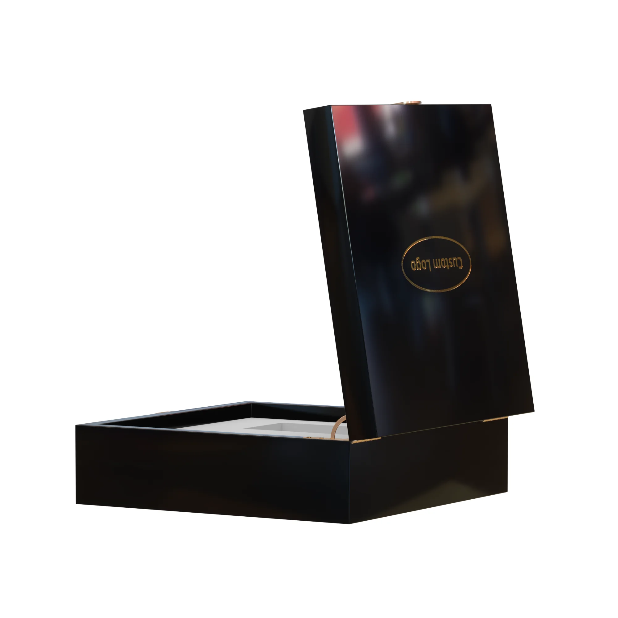 Custom Logo Glass Wooden Boxes Piano Lacquer Wine Box for Perfume Gift Packing Luxury Personalized Jewelry Black Gift Wood Box