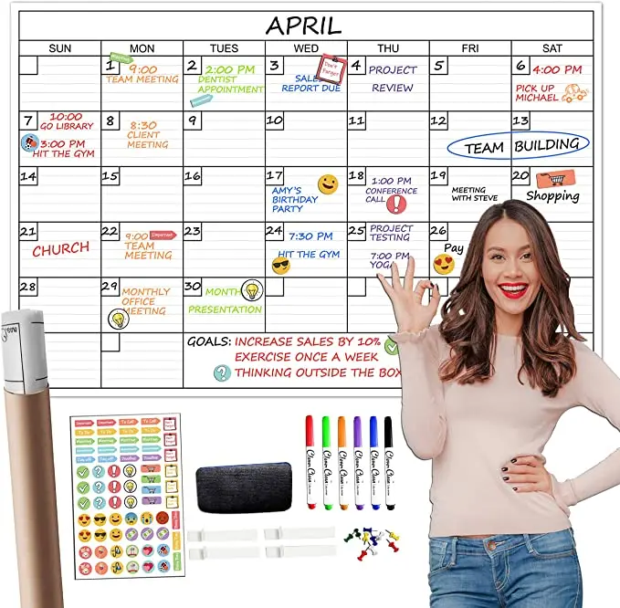 
Wholesale Undated Monthly Planner Large Dry Erase Wall Calendar for Office or Home  (1600161927159)