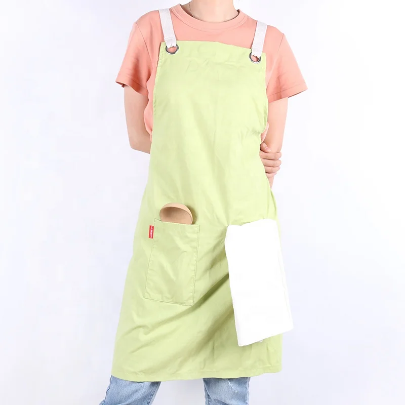 CHANGRONG Custom linen cotton Server Bib Apron with Towel Loop