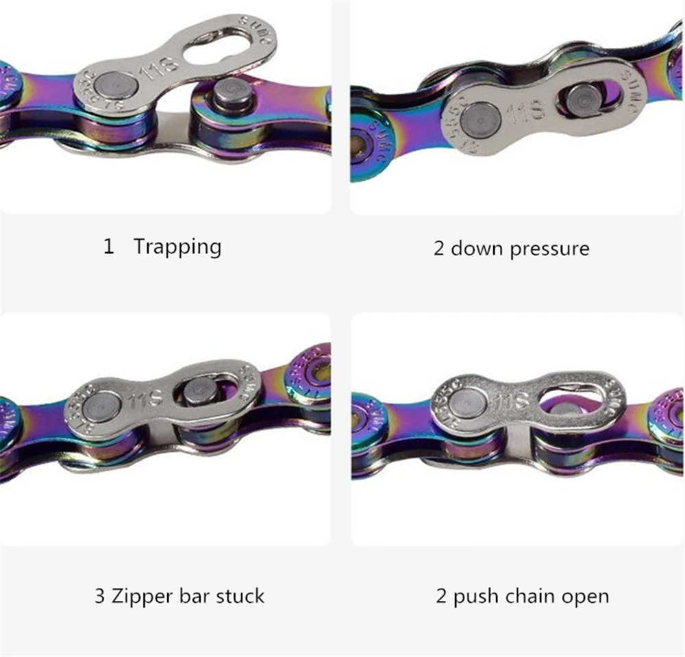 SUMC Rainbow Color Mountain Road Bike Chain 9/10/11/12 Speed Half Hollow Ultralight Bicycle Shifting Chains