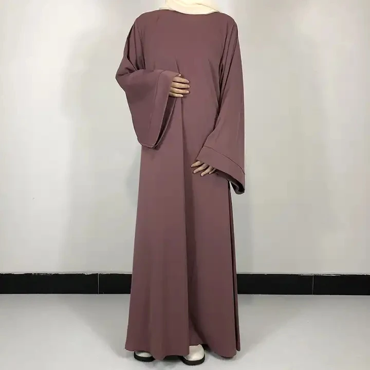 Cheap Wholesale Classic Muslim Clothing Turkey Solid Islamic Long Black Wearing Belt Nida Dress Women Dubai Abaya Robe Cope