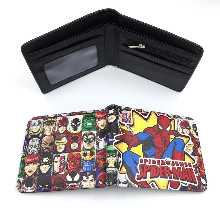 New Style Spidermann Pu Leather Mens Cartoon Purse boys Anime Wallet