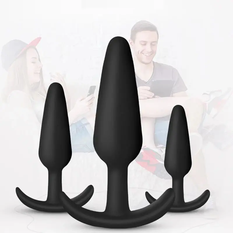 Factory Price Silicone Anal Plug 3 Pieces Black Vagina Butt Plug Piercing Set Sex Toy for Women and Men