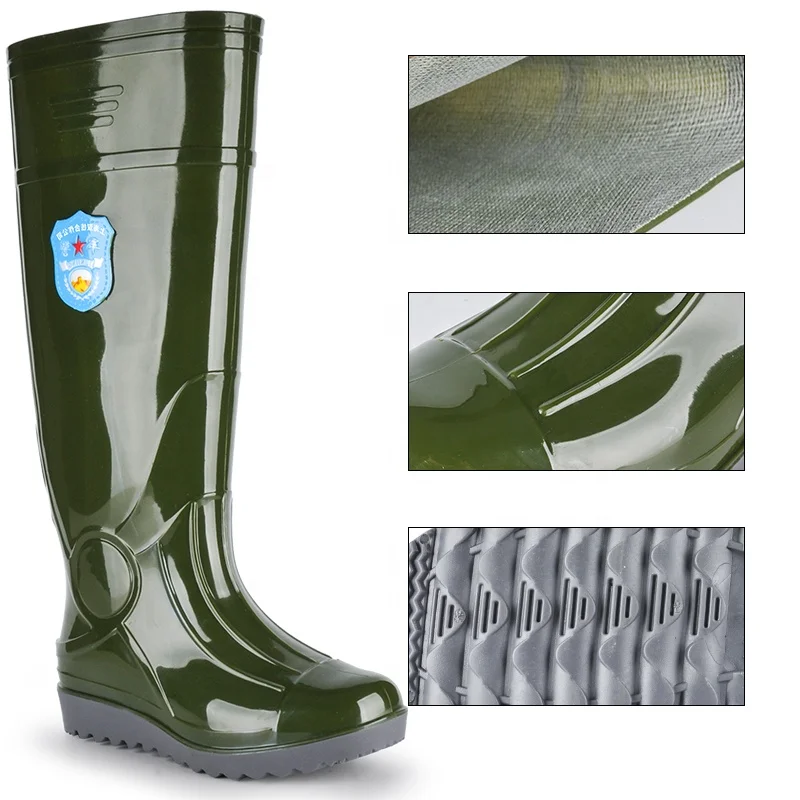 Горячая Распродажа, ПВХ дизайн, ваша собственная модная пластиковая обувь, блестящие длинные высокие водонепроницаемые сапоги от дождя для фермы
