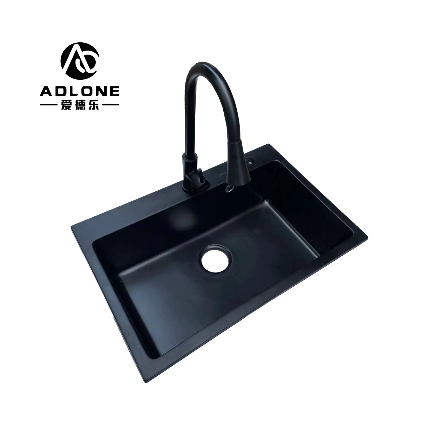 Composite Quartz Stone Black Single bathroom Sink Kitchen top mount Granite Kitchen Sink