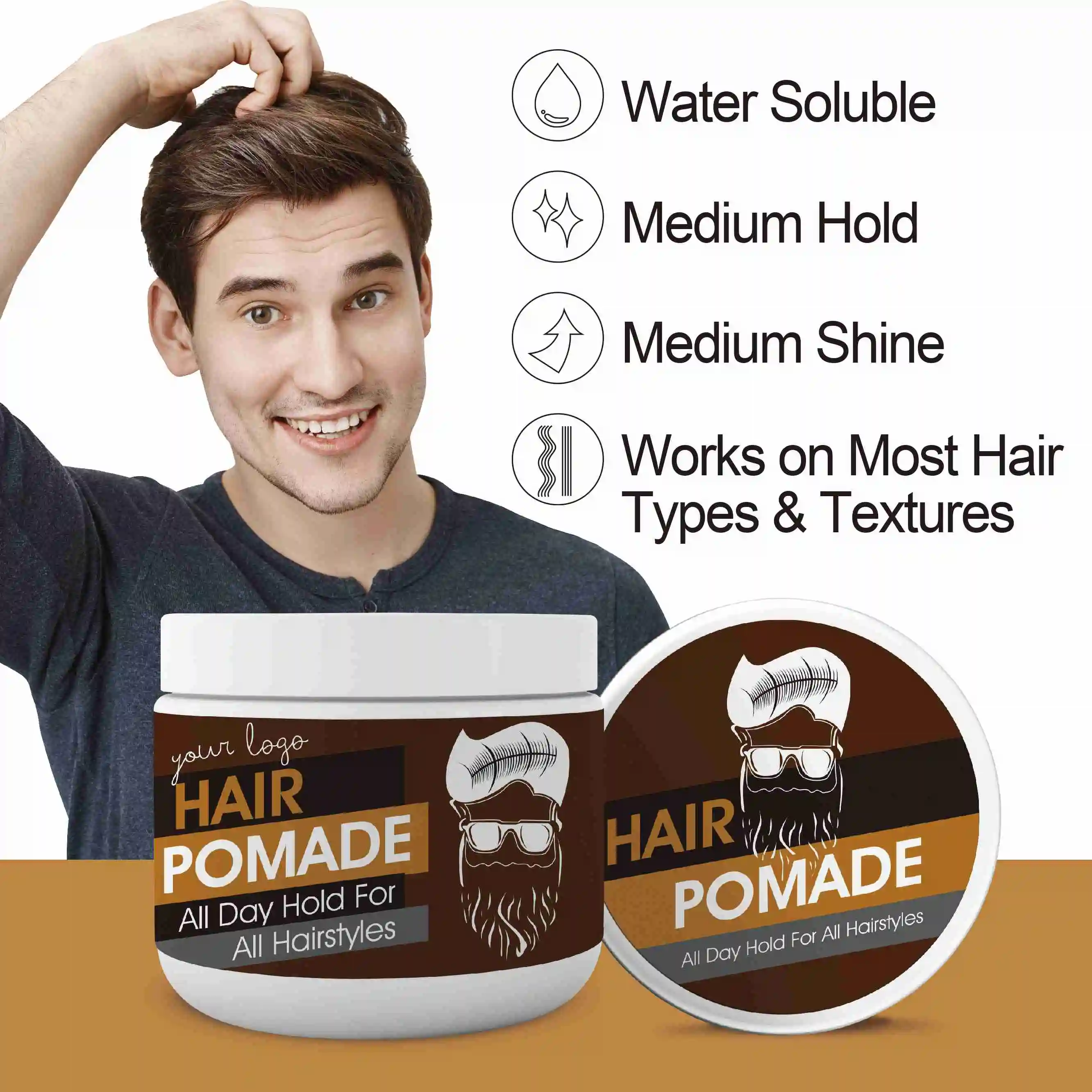 OEM ODM Customized Formula Strong Hold Men Private Label Water Based Hair Pomade