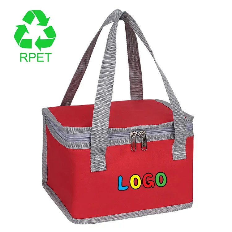 Wholesale custom RPET aluminium foil small rectangle soft insulated cooler lunch  bag