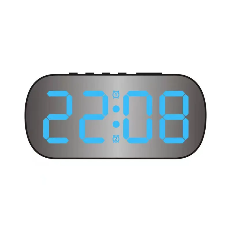 Large Snooze Table Automatic Backlight Mirror Thermometer Electronic Quartz LED Desktop Alarm Clock with Calendar Feature