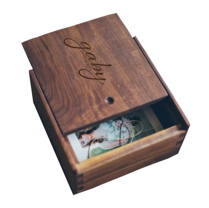 
2020 new customized natural sliding lid wood gift box for jewelry necklace and photo 