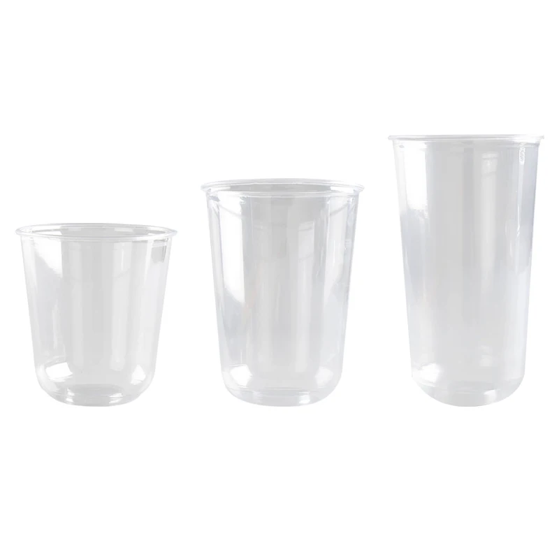 16oz 500ml Pet Reusable U Shape Clear Plastic Bubble Tea/Juice/Coffee Cup with Lid