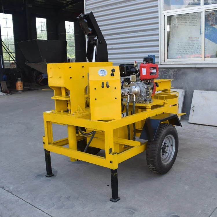 LONTA M7M1 semi automatic mobile hydraulic interlock hollow paver maker mud soil earth clay brick block making machine